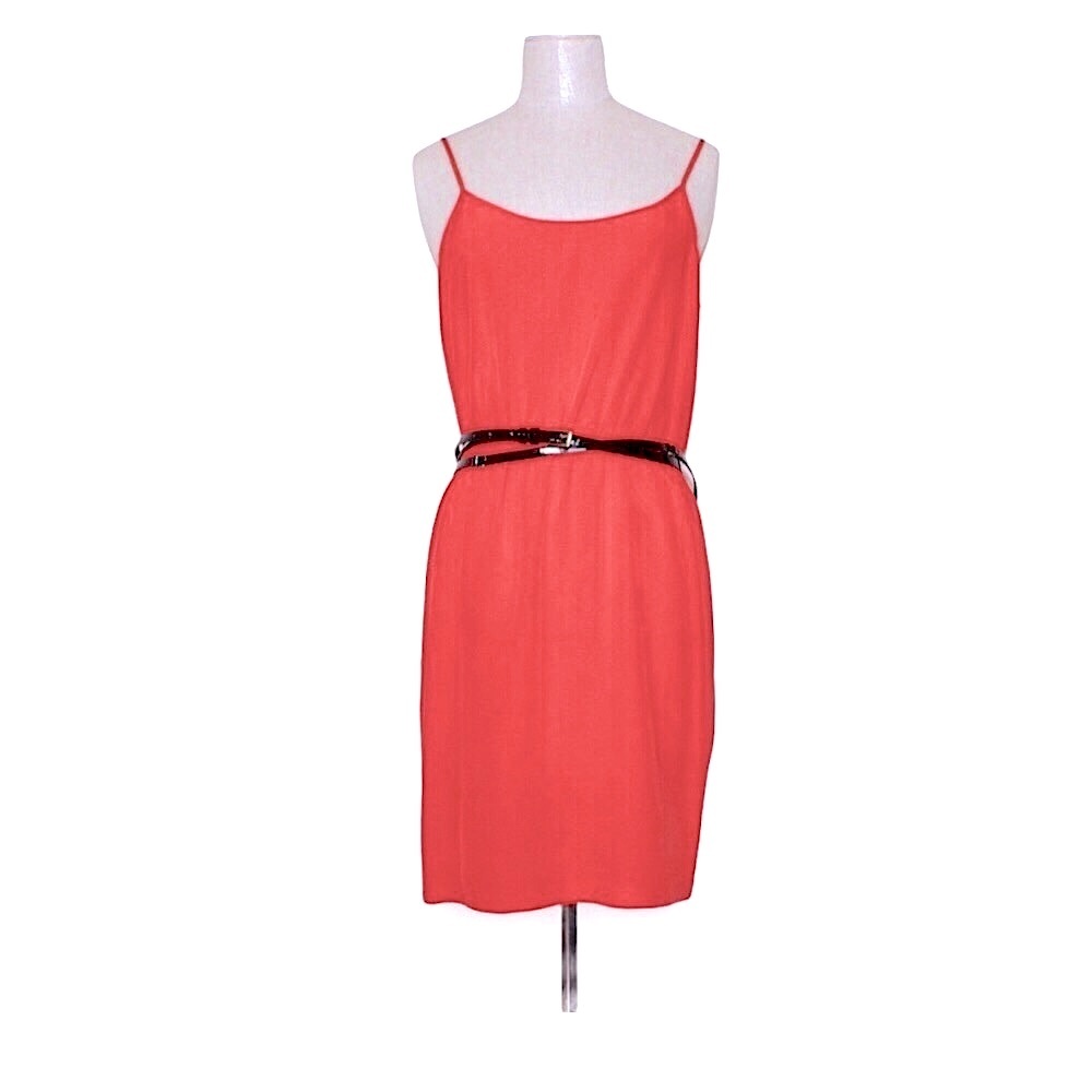 Cluny Neon Coral Pink Blouson Mini Slip Dress 8